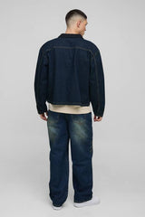 Relaxed Rigid Vintage Look Panelled Denim Jeans
