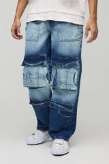 Relaxed Rigid Multi Pocket Cargo Denim Jeans