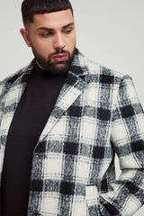 Plus Boxy Oversized Brushed Check Overcoat