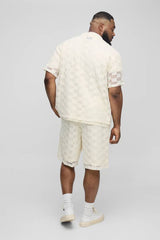 Plus Check Open Stitch Oversized Revere Shirt
