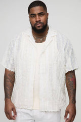 Plus Tufted Stripe Relaxed Fit Shirt