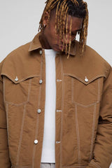 Tall Contrast Stitch Padded Boxy Western Jacket