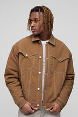 Tall Contrast Stitch Padded Boxy Western Jacket