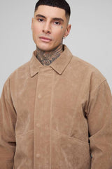 Tall Faux Suede Boxy Harrington Jacket