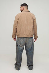Plus Faux Suede Boxy Harrington Jacket