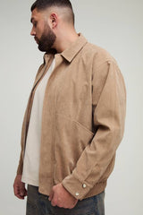 Plus Faux Suede Boxy Harrington Jacket