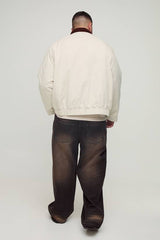 Plus Cord Contrast Collar Oversized Fit Padded Jacket
