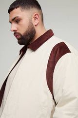 Plus Cord Contrast Collar Oversized Fit Padded Jacket