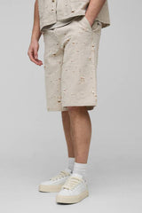 Tall Nibbled Denim Relaxed Fit Shorts