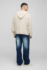 Relaxed Rigid Distressed Panelled Crinkle Wash Denim Jeans