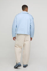 Oversized Boxy Double Breasted Twill Mac Jacket