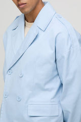 Oversized Boxy Double Breasted Twill Mac Jacket