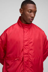 Oversized High Shine Funnel Neck Track Jacket