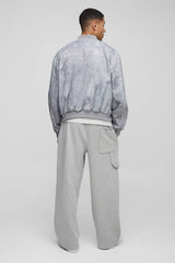 Regular Fit Lightweight Washed Look Nylon Bomber Jacket