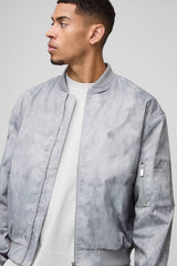 Regular Fit Lightweight Washed Look Nylon Bomber Jacket