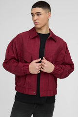 Oversized Boxy Peached Nylon Pocket Harrington Jacket