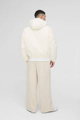 Oversized Borg Collar Twill Hooded Bomber Jacket