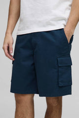 Fixed Waist Baggy Cargo Twill Shorts