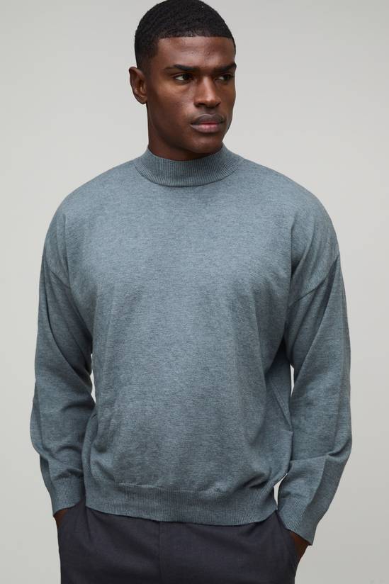 Relaxed Mock Neck Knitted Jumper