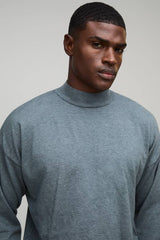 Relaxed Mock Neck Knitted Jumper