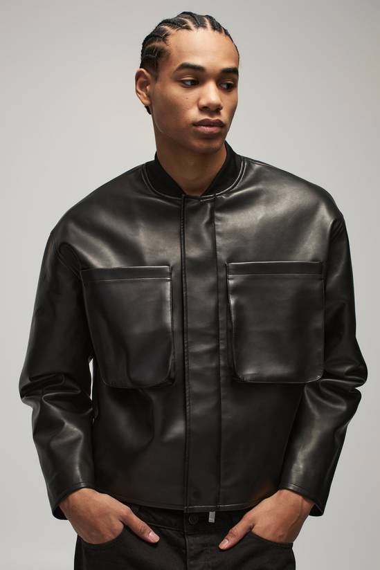 Boxy Matte Pu Bomber Jacket