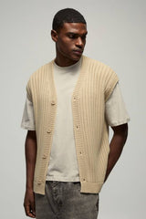 Oversized V Neck Button Up Knitted Vest