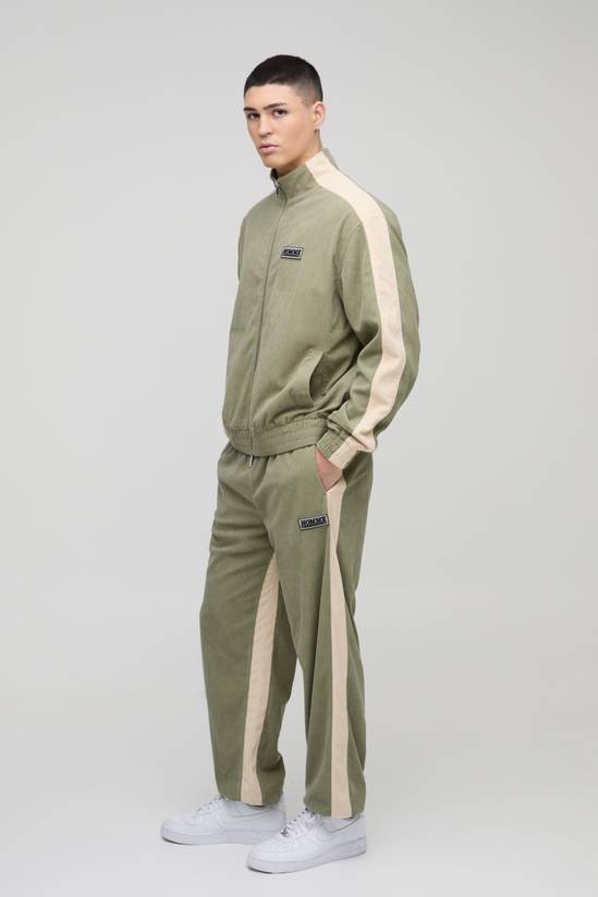 Oversized Boxy Corduroy Funnel Neck Jacket