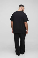 Plus Oversized BM Signature Embroidered Crew Neck T-shirt