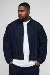 Plus Boxy Contrast Stitch Denim Jacket