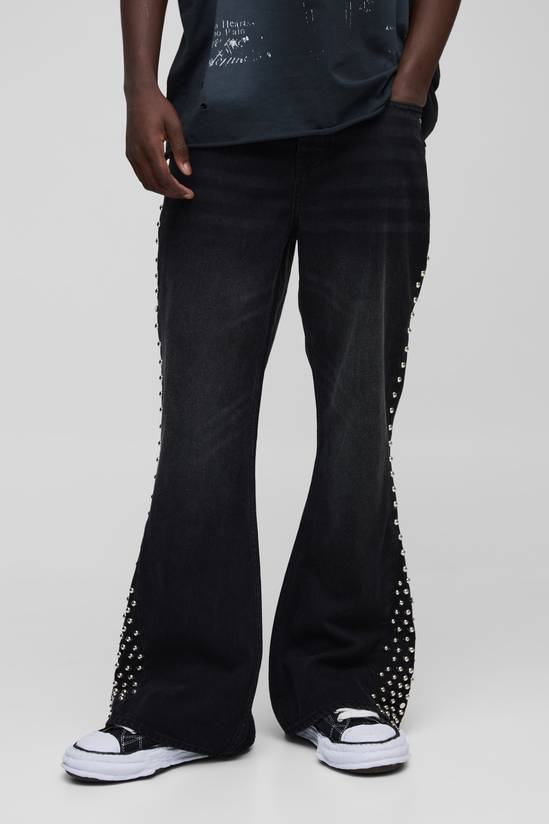 Studded Gusset Flared Fit Jeans