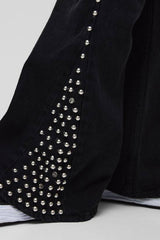 Studded Gusset Flared Fit Jeans