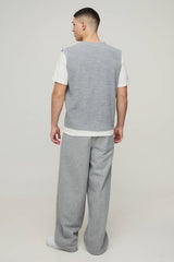 Boxy Ribbed Contrast Button Knitted Vest