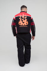 Plus Regular Fit Moto Applique Biker Jacket