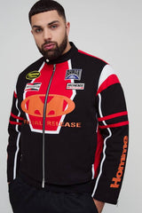Plus Regular Fit Moto Applique Biker Jacket