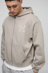 Regular Paisley Back Print Zip Through Hoodie