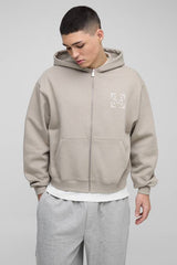 Regular Paisley Back Print Zip Through Hoodie