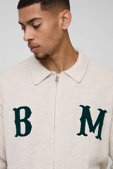 BM Oversized Boucle  Knitted Harrington Jacket