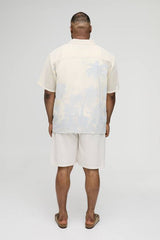 Plus Oversized Crochet Palm Tree Jacquard Shirt