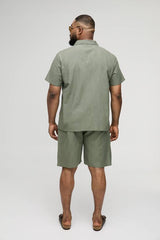 Plus Regular Linen Shirt & Short Set