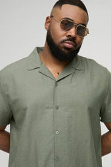Plus Regular Linen Shirt & Short Set