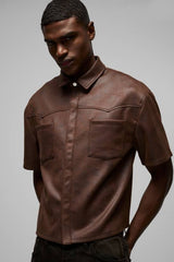 Oversized Antique Suedette Western Panel Shirt