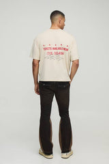 Rigid Slim Flared Ripped Detail Washed Jeans