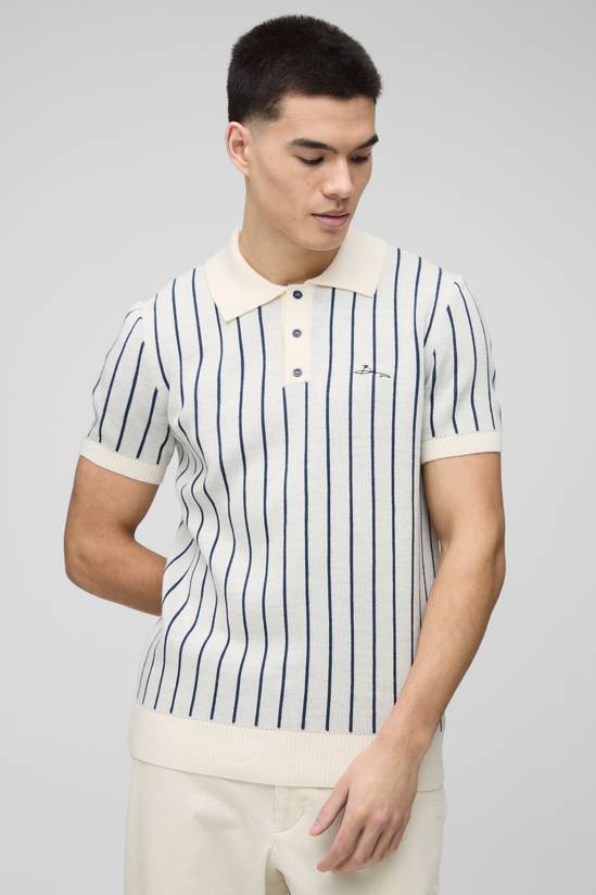 Regular Fit Short Sleeve Striped Knitted Polo