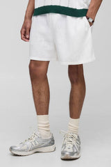 Half & Half Waistband Relaxed Fit Linen Blend Shorts