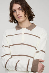 Tall Stripe Knitted Oversized Rugby Polo