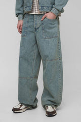 Tall Debossed Pocket Vintage Wash Baggy Jeans