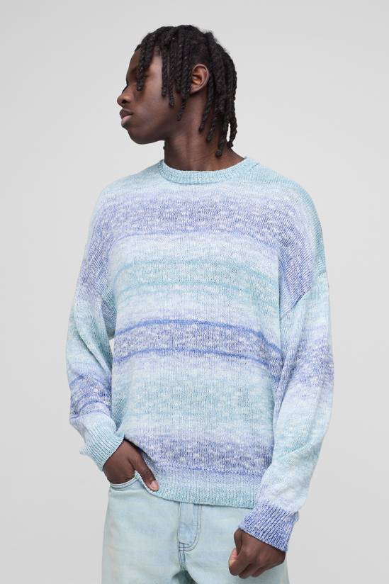 Oversized Ombre Stripe Lightweight Knitted Jumper