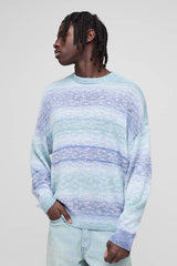 Oversized Ombre Stripe Lightweight Knitted Jumper