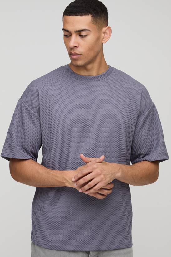 Regular Fit Textured Drop Shoulder T-Shirt
