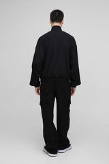 Oversized Boxy Balloon Sleeve Zip Through Funnel Neck Track Top